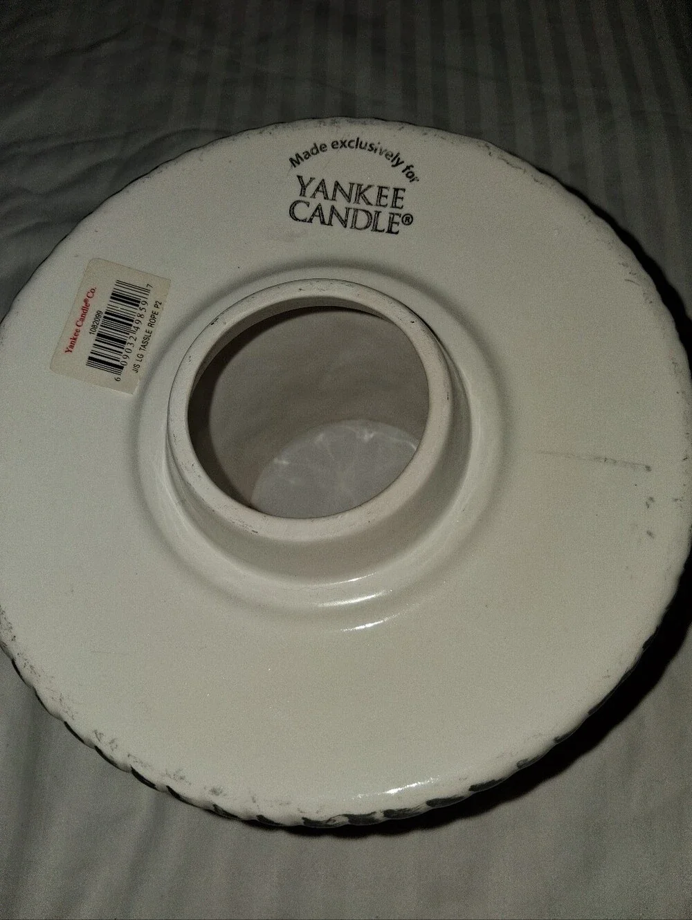 Yankee Candle Tassle Rope Candle Shade And Plate - Cream Floral White - Picture 5 of 8